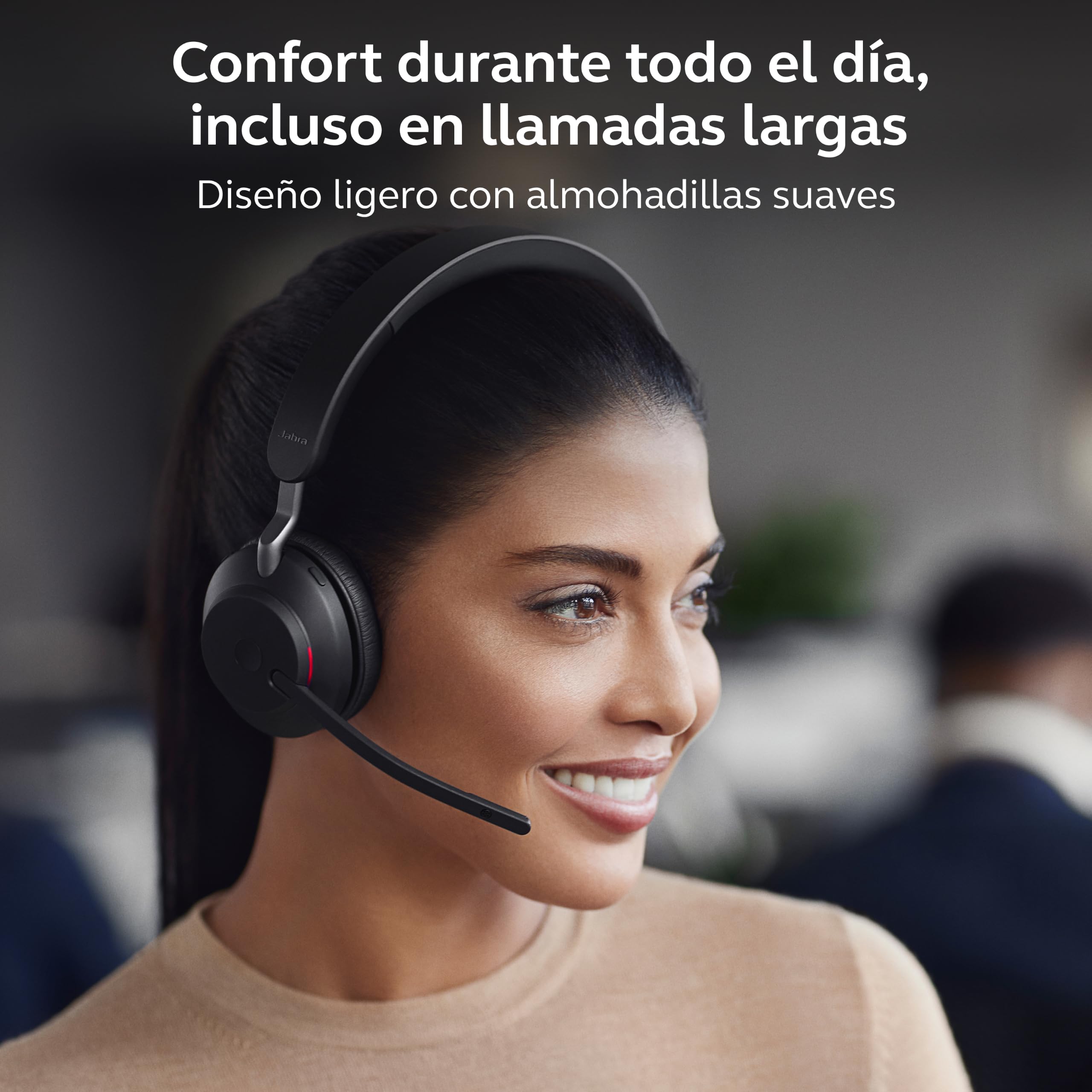 Jabra Evolve2 65 Auriculares Inalámbricos Estéreo PC con Cancelación de Ruido - Certificados para Microsoft Teams - Batería de Larga Duración - Adaptador Bluetooth USB-A - Negro