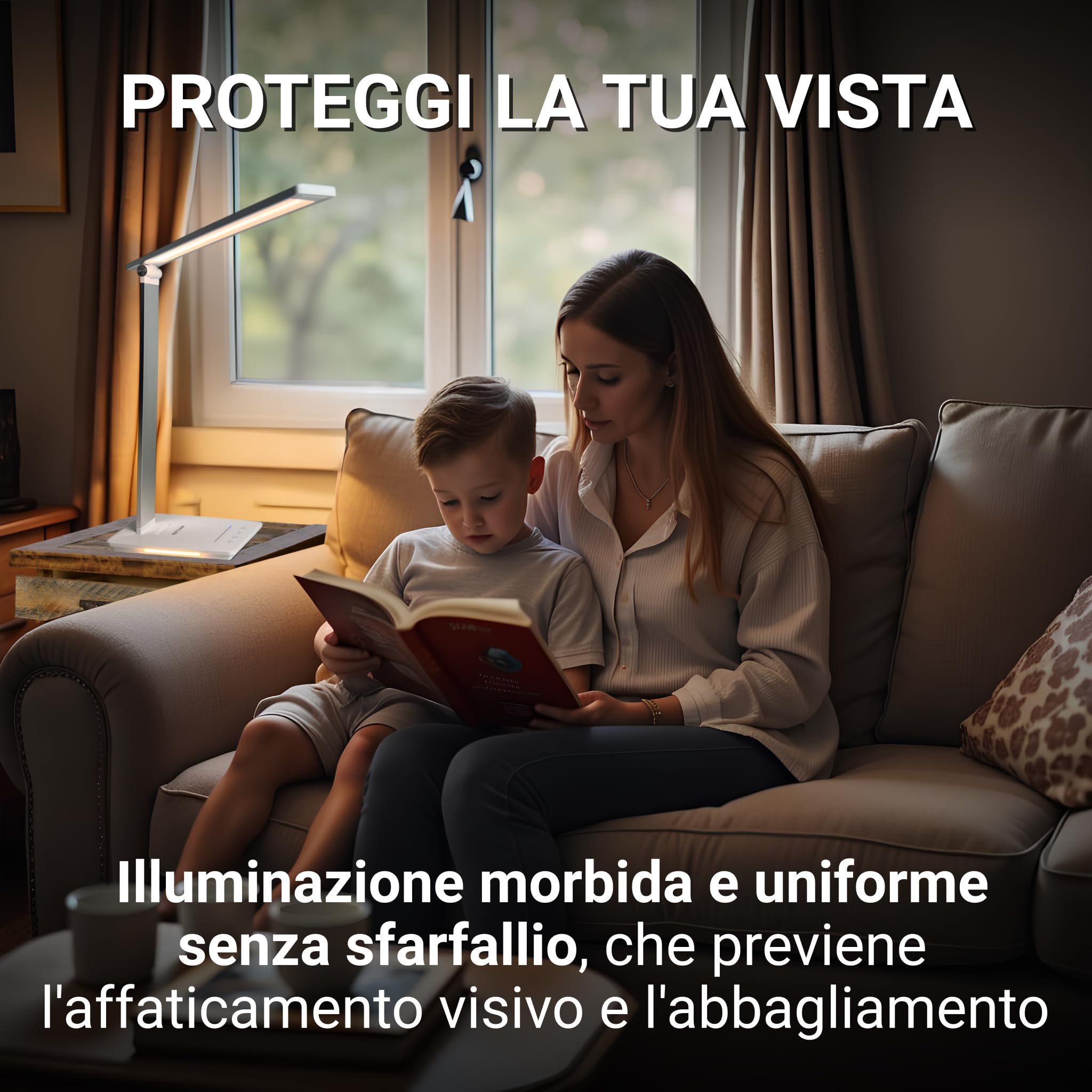 Lampada da Scrivania a LED Ricaricabile - Lampada da Comodino e da Tavolo Senza Fili (6W, 550 lumen, USB, 5 Livelli di Luminosità e 5 di Colore, Timer 30 min, Modalità Lettura)