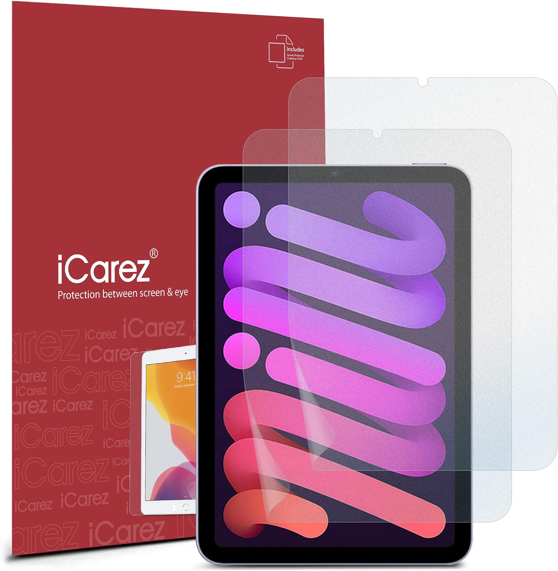 iCarez Anti-Glare Matte Screen Protector for iPad Mini 6 2021/mini 7 2024 (A17 Pro) 8.3-inch Paper Feeling Reduce Fingerprint Bubble Free with Hinge Installation