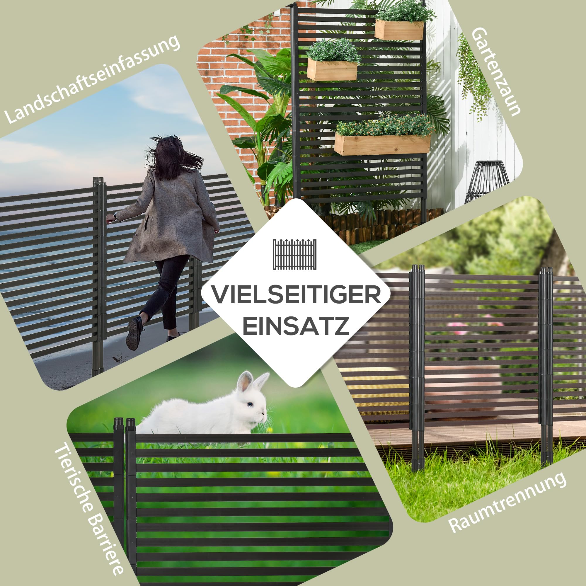 Outsunny Gartenzaun Dekorativer Gitterzaun Set 93 x 150 cm hoch Braun