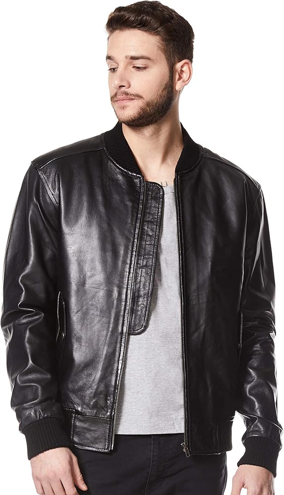 Men's 70'S Retro Real Leather Jacket 100% Lambskin Napa Bomber