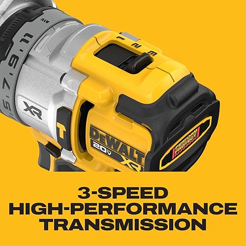 Miniatura 6 de DEWALT Kit de taladro de martillo inalámbrico de 12 pulgada MAX XR de 20 V con batería de 8 Ah y cargador (DCD1007WW1)