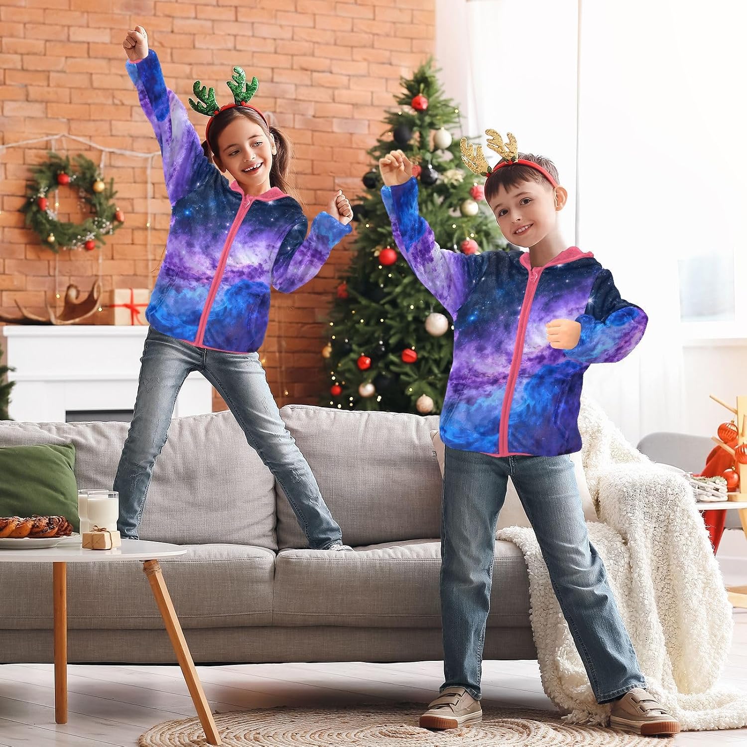 Cosmic Galaxy Space Toddler Girl Fleece Jacket Plush Lined Baby Coat