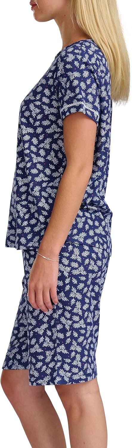 Karen Neuburger womens Keyhole Short Sleeve Top and Bermuda Short Pajama Set - Image 4
