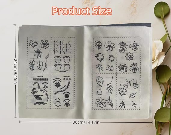 beyomanch DIY Stitch Book Kit, Handmade Embroidery Stitches Book, Creative Craft Embroidery, Portable Sewing Kit for Enthusiast and Beginner, Unique Handmade Gift (B-106 Stitches)