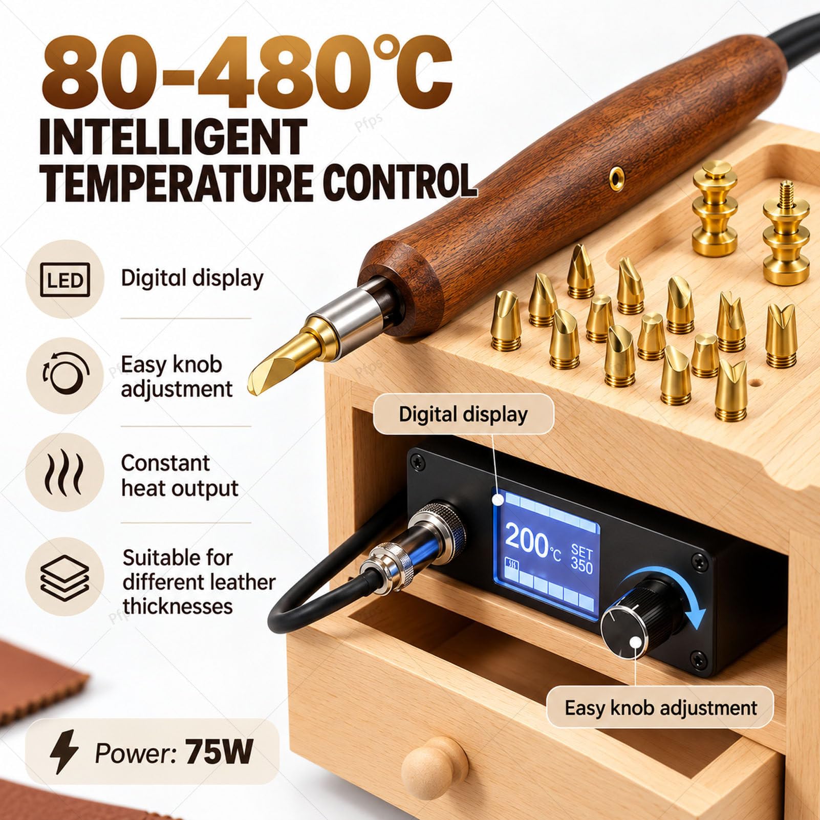 Elektryczna Bigownica Do Skóry, Polerka Do Krawędzi, 80–480 ℃ Dual