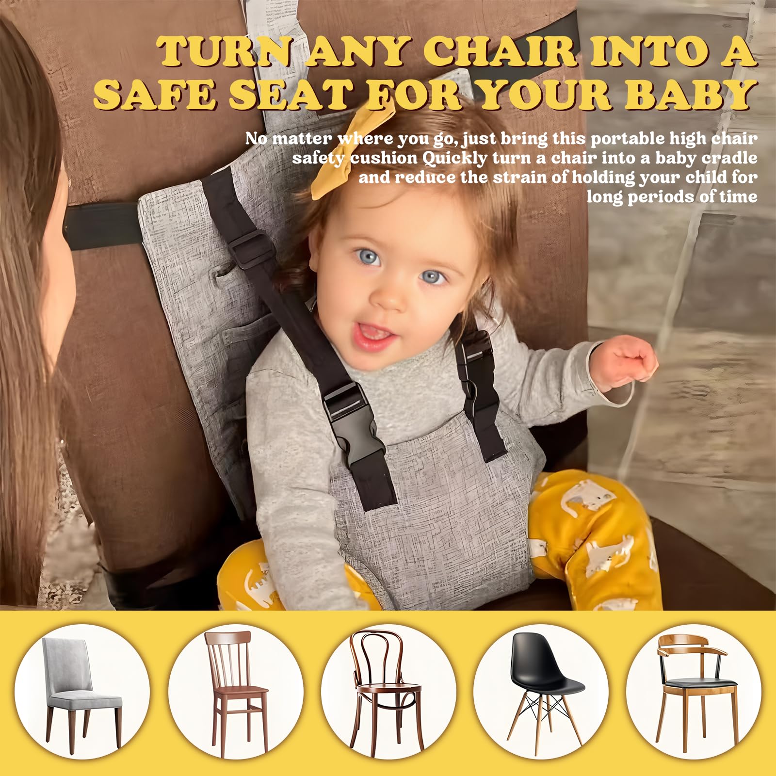 Ceinture de Sécurité pour Chaise Haute Bébé,Harnais de Siège de Sécurité pour Bébé Curité Bebe Réglable Sangle Chaise Harnais Respirant Harnais de Voyage pour Les Voyages et Les Repas À La Maison