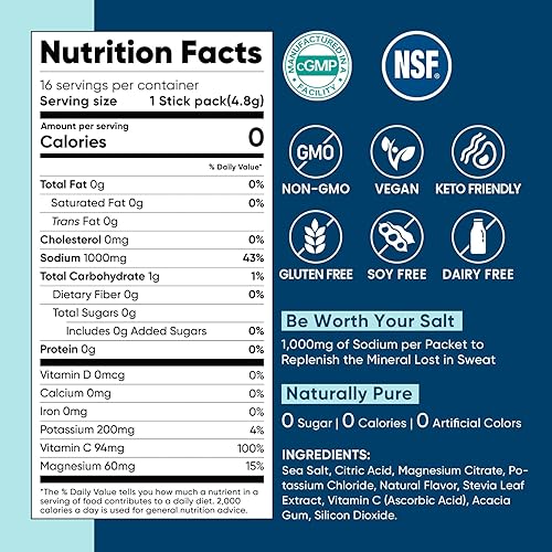 Miniatura 8 de Venture Pal Paquetes de polvo de electrolitos sin azúcar con alto contenido de sodio, paquetes de hidratación con sodio, potasio y magnesio, cero