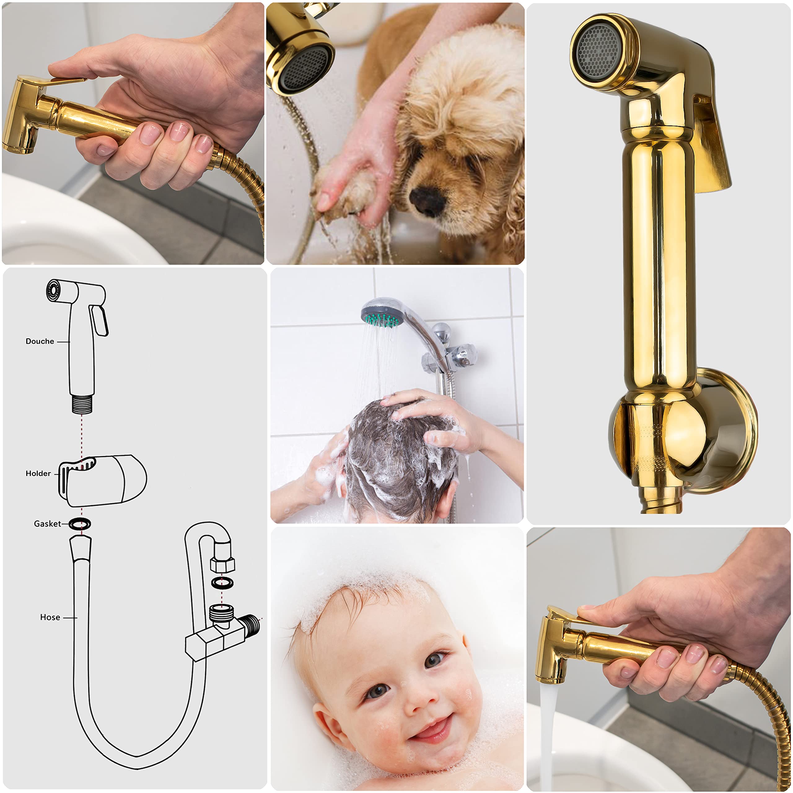 Gold Handbrause-Set | Muslimische Shattaf Dusche für Bidet