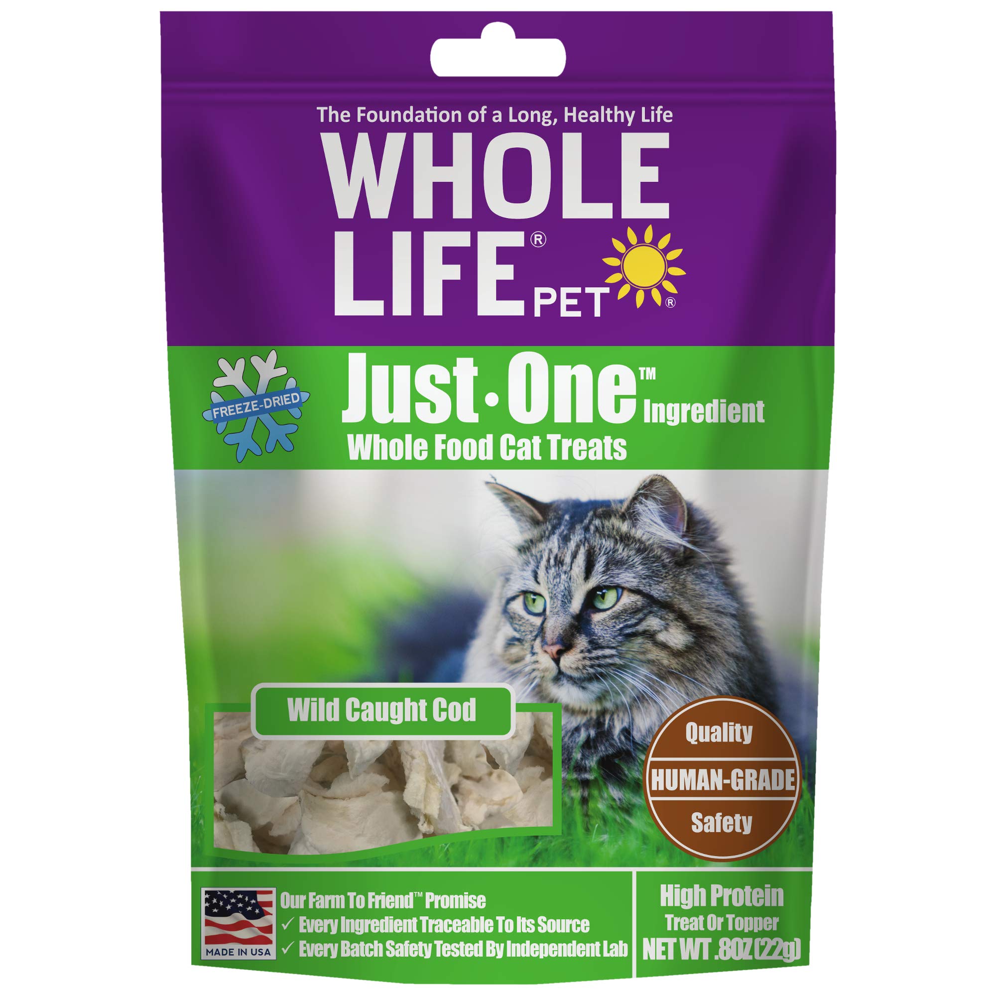 Whole Life Pet Single Ingredient USA Freeze Dried Cod Treats for Cats