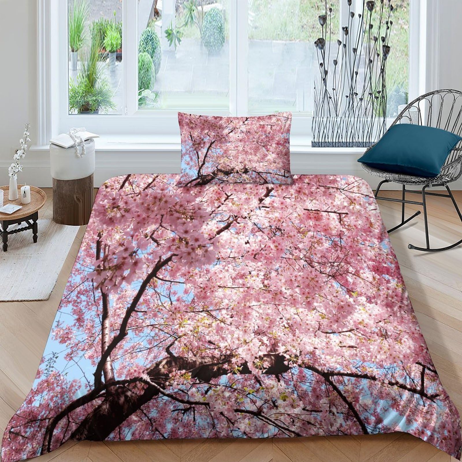 Parure de lit Sakura Japanese cherry blossoms pour créer une ambiance zen dans la chambre