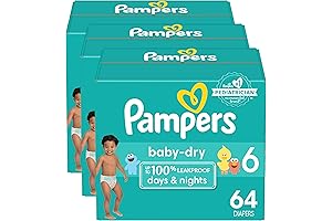Pampers Baby Dry Diapers, Size 6, 64 Count (Pack of 3)