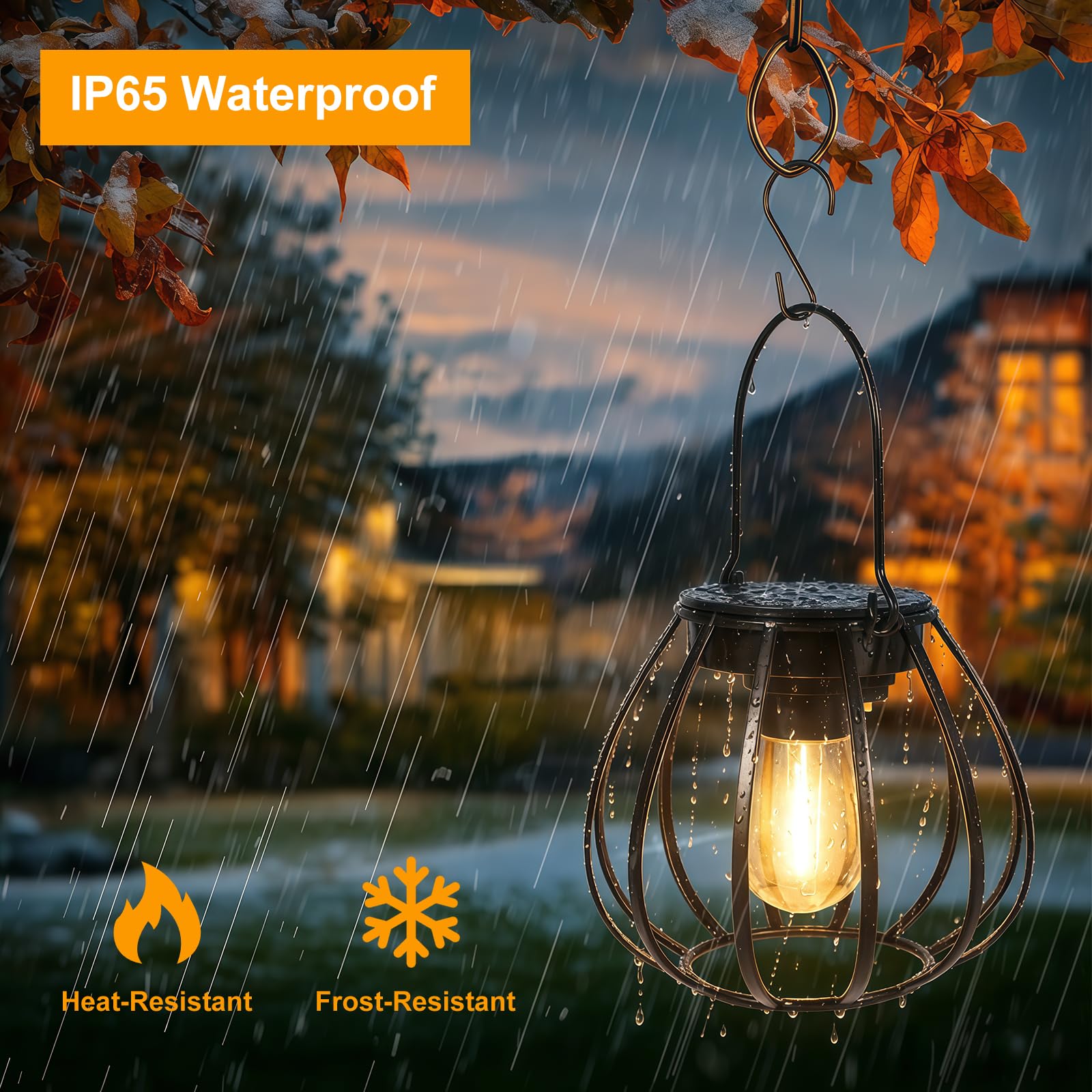 Solarlampen für Außen Hängend/Stehend 2 Stück - Solar Lampions Außen Wetterfest - Solar Laternen mit LED Glühbirne Warmweiss für Gartendeko, Balkon, Terassendeko, Camping Lampe