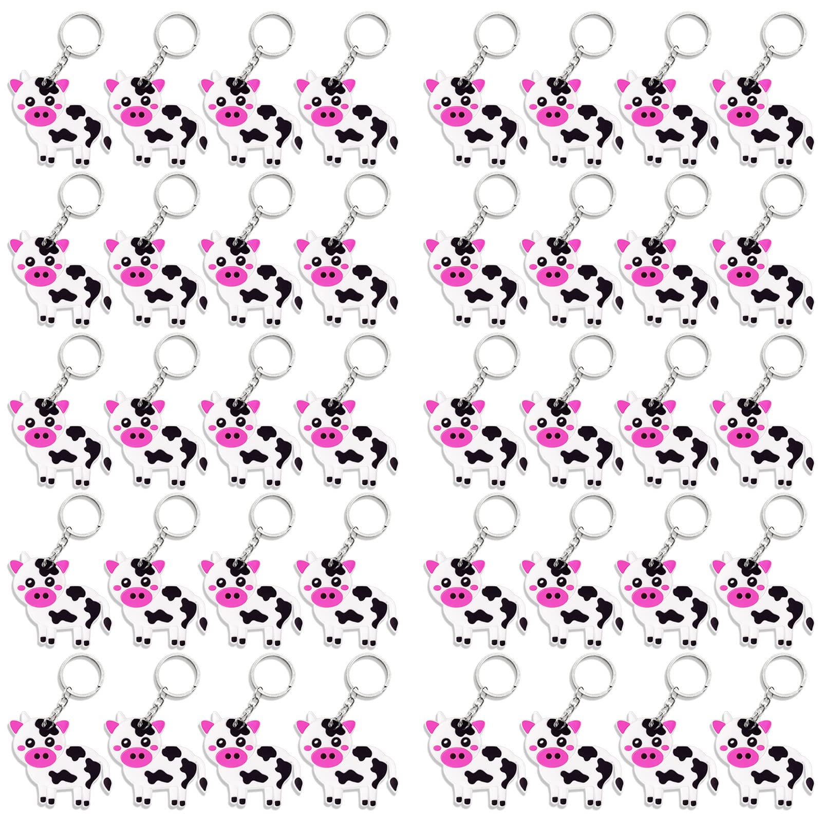 Elecrainbow 40 Pack Cow Keyring Pack Party Favor for Cow Lover, Guest Return Gift, Farm Animal Themed Party, Baby Shower, Birthday