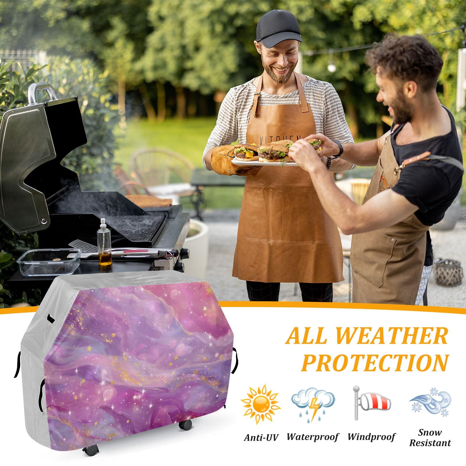 Copertura per barbecue in marmo viola rosa impermeabile resistente per barbecue all'aperto