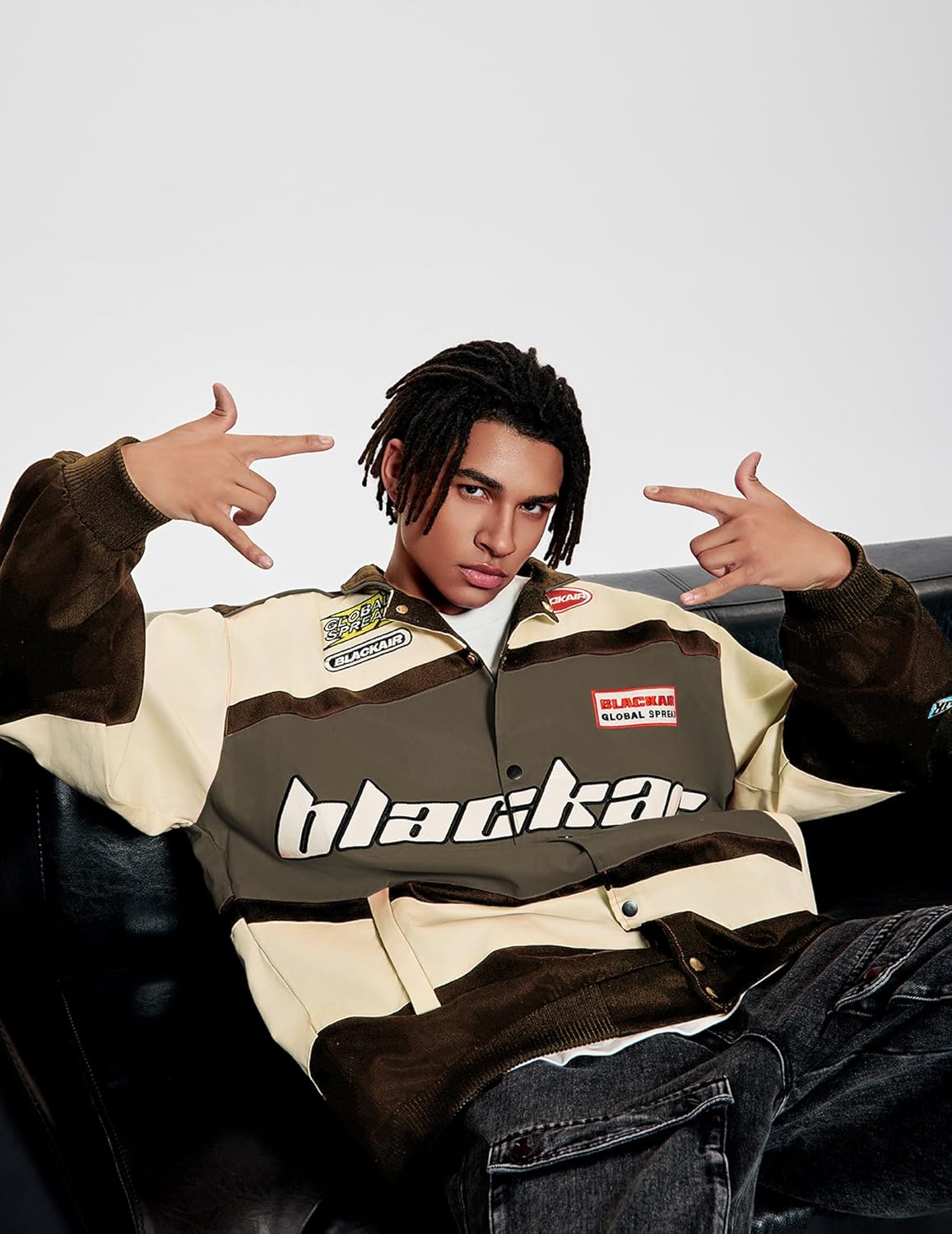 Vamtac Mens Varsity Baseball Jacket Bomber Cotton Vintage Racing Coats Streetwear with Pocket - Image 4