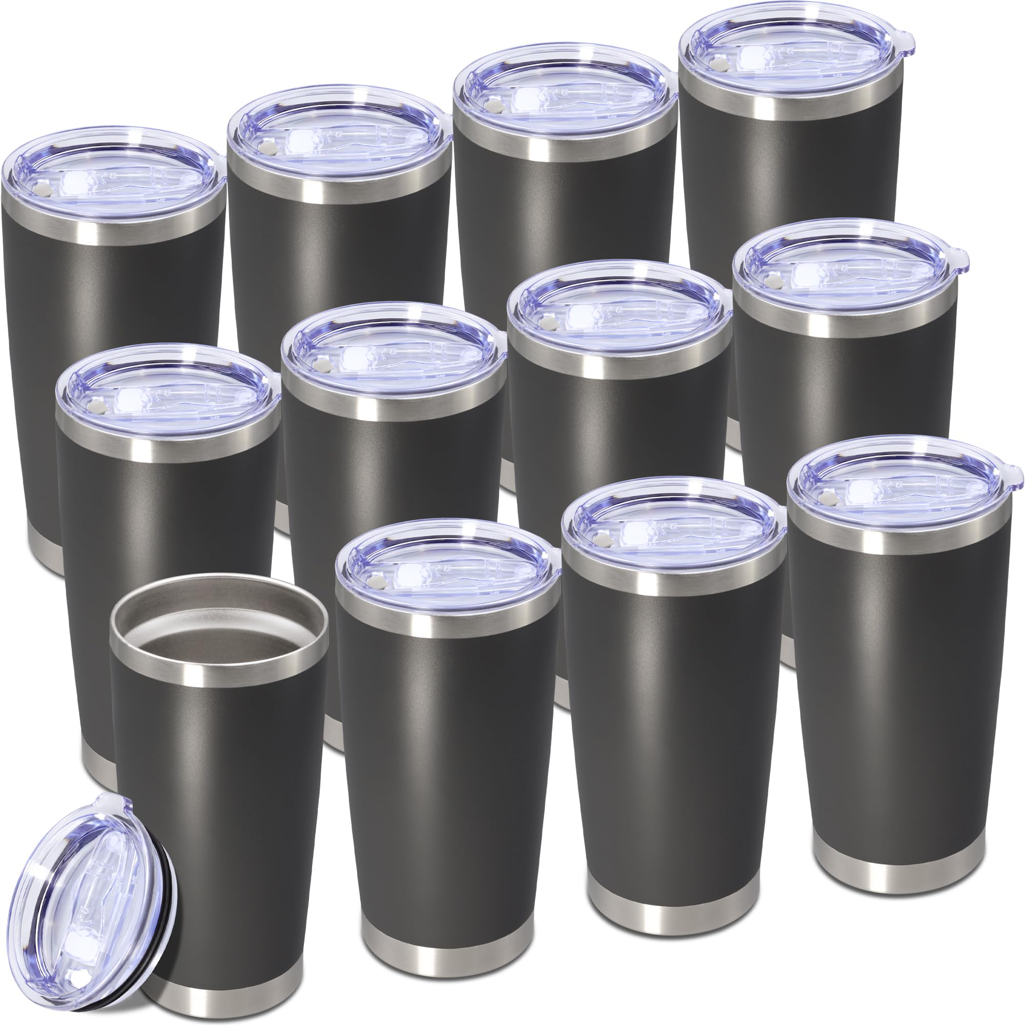 20oz Tumbler Insulated Tumblers Vacuum Coffee Mug with Lid Grey 12Pack