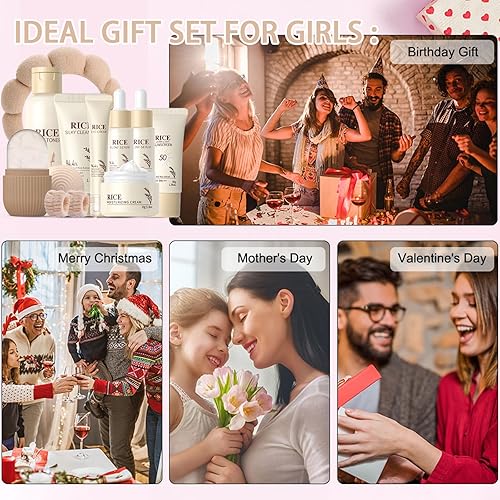 Miniatura 7 de Set de cuidado de la piel de arroz para adolescentes, regalos de cumpleaños, cuidado de la piel para adolescentes de 10 a 12 años, kit de rutina