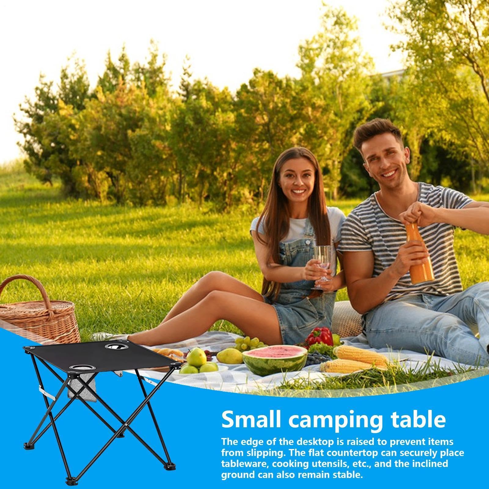 Generico Tavolo da campeggio pieghevole,Scrivania Impermeabile Pieghevole Quadrata Leggera | Tavolo Da Spiaggia Per Picnic - per Spiaggia Barca Camper Tenda Giardino Balcone Cortile Lago Fiume