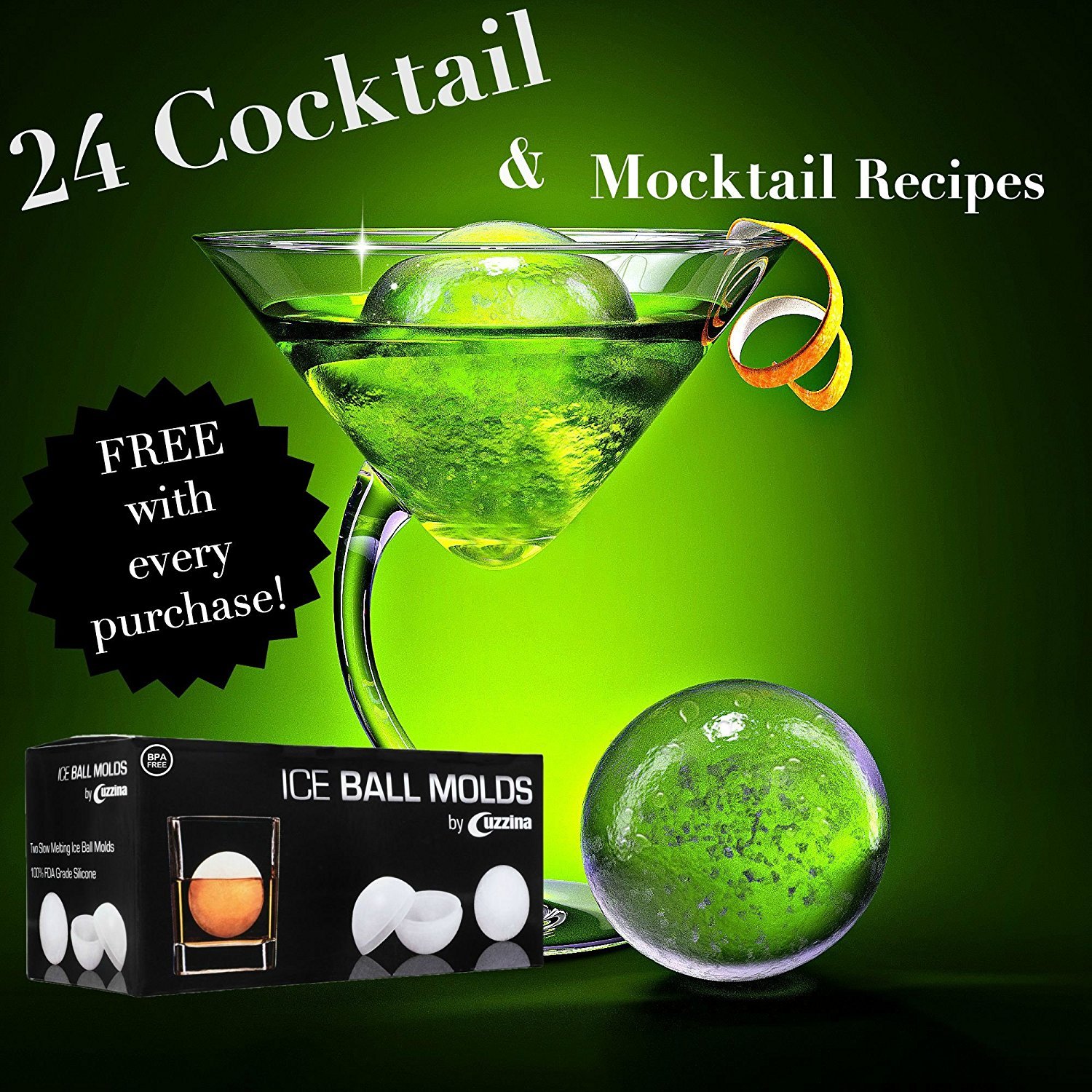 Ice Ball Maker Sphere Ice Mold Creates Large 2.5 Inch Ice Balls