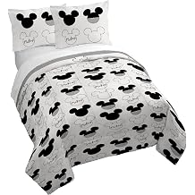 Jay Franco Kids Duvet Cover Set with Sham & Pillowcase Ultra-Soft Bedding for Room Decor, Cover ONLY Comforter NOT Included, White - Mickey Mouse, 3 Piece Queen