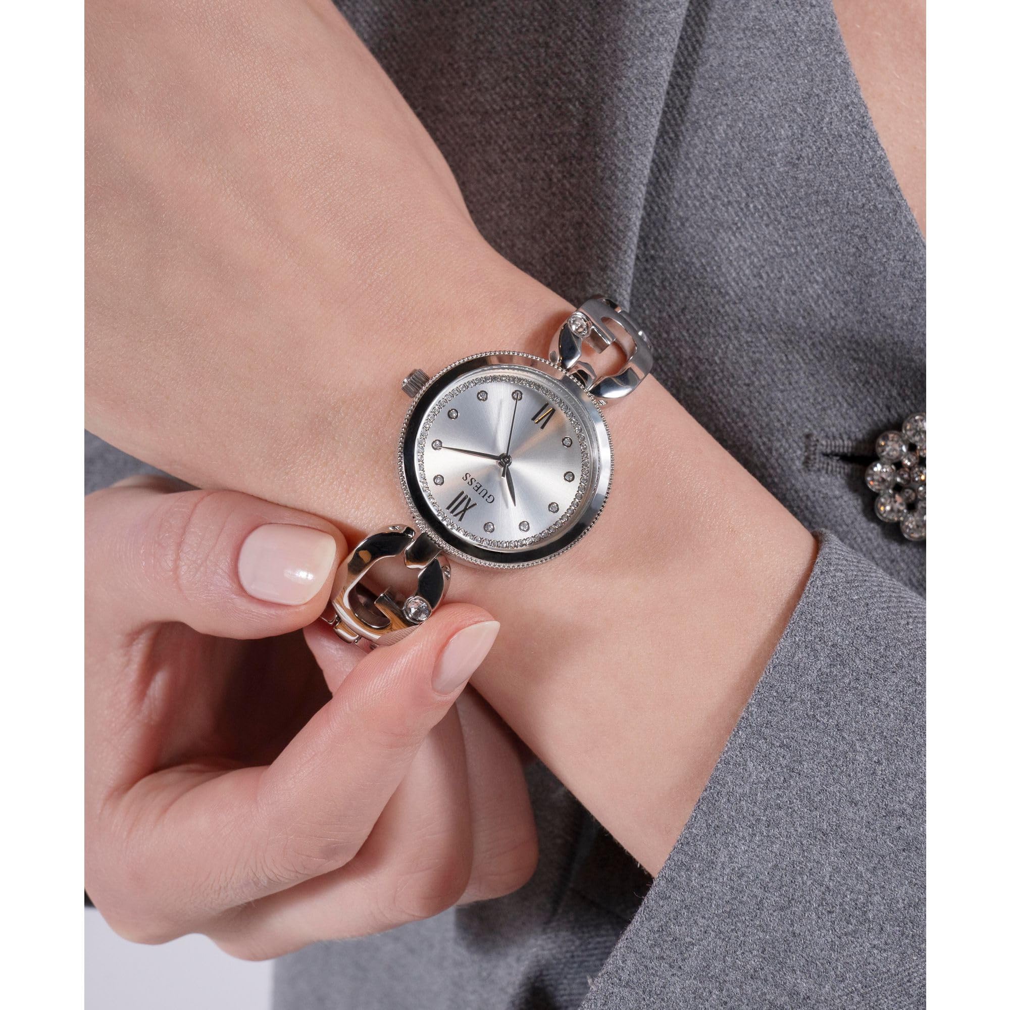 GUESS Damen Uhr Armbanduhr Empower Edelstahl