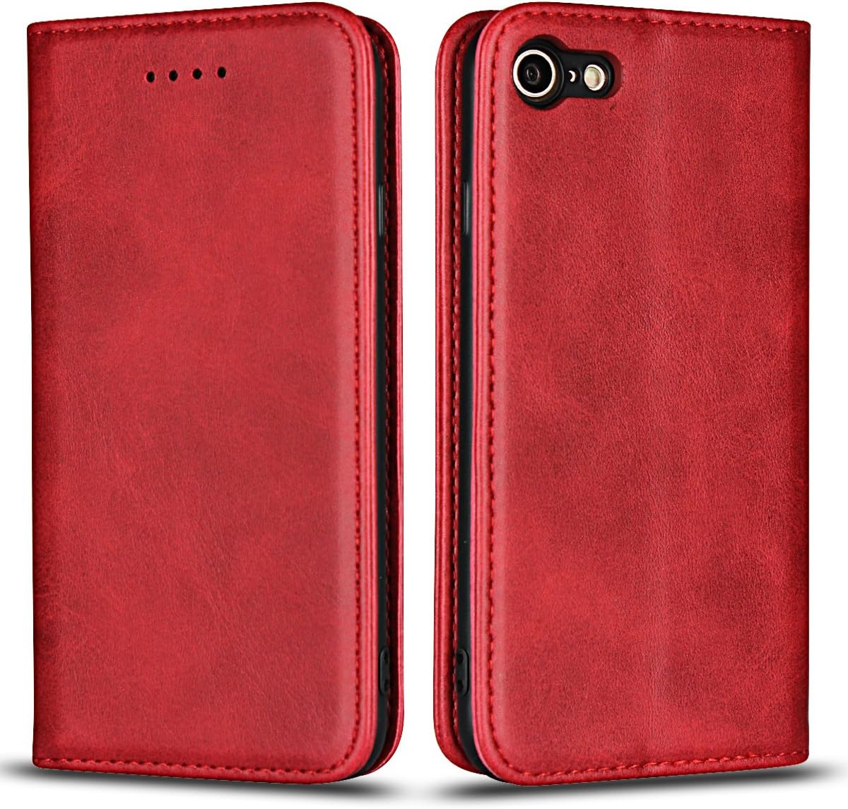 iCoverCase for iPhone 7/8/SE 2020 Wallet Case with Card Holder, PU Leather Magnetic Kickstand Feature Shockproof Protective Flip Cover Case for iPhone 7/8/SE 2020 - Red
