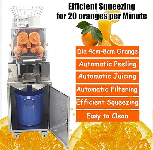 Miniatura 4 de Exprimidor de naranja comercial, máquina extractora automática de jugo de limón naranja 110 V 120 W, máquina exprimidora vertical de cítricos y