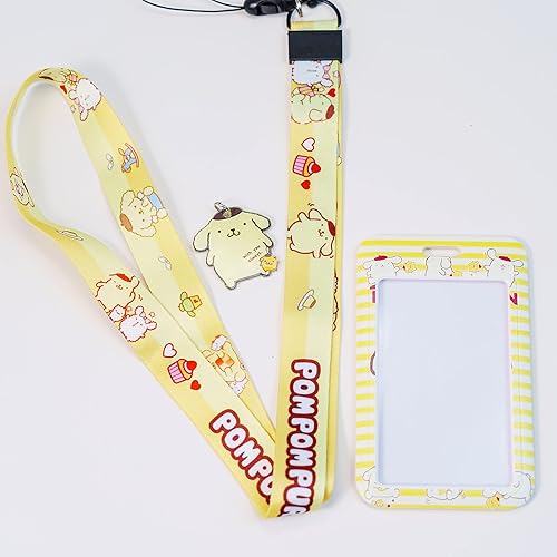Miniatura 8 de Bonito llavero con cordón y tarjetero de identificación, tarjetero de identificación de perro kawaii para mujeres y niñas (amarillo)