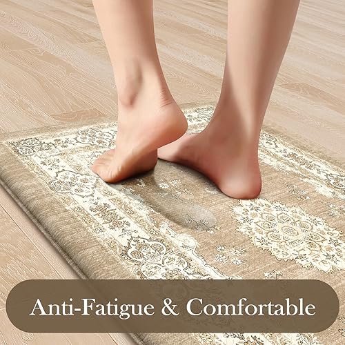 Miniatura 10 de Alfombrillas de cocina antifatiga, 2 unidades, antideslizantes, impermeables, acolchadas, ergonómicas y cómodas para oficina, lavandería, fregadero,