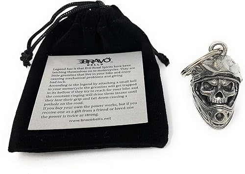 Miniatura 5 de Bravo Bells Campana de casco de calavera de motocross, accesorio de campana de motociclista o llavero para buena suerte en la carretera