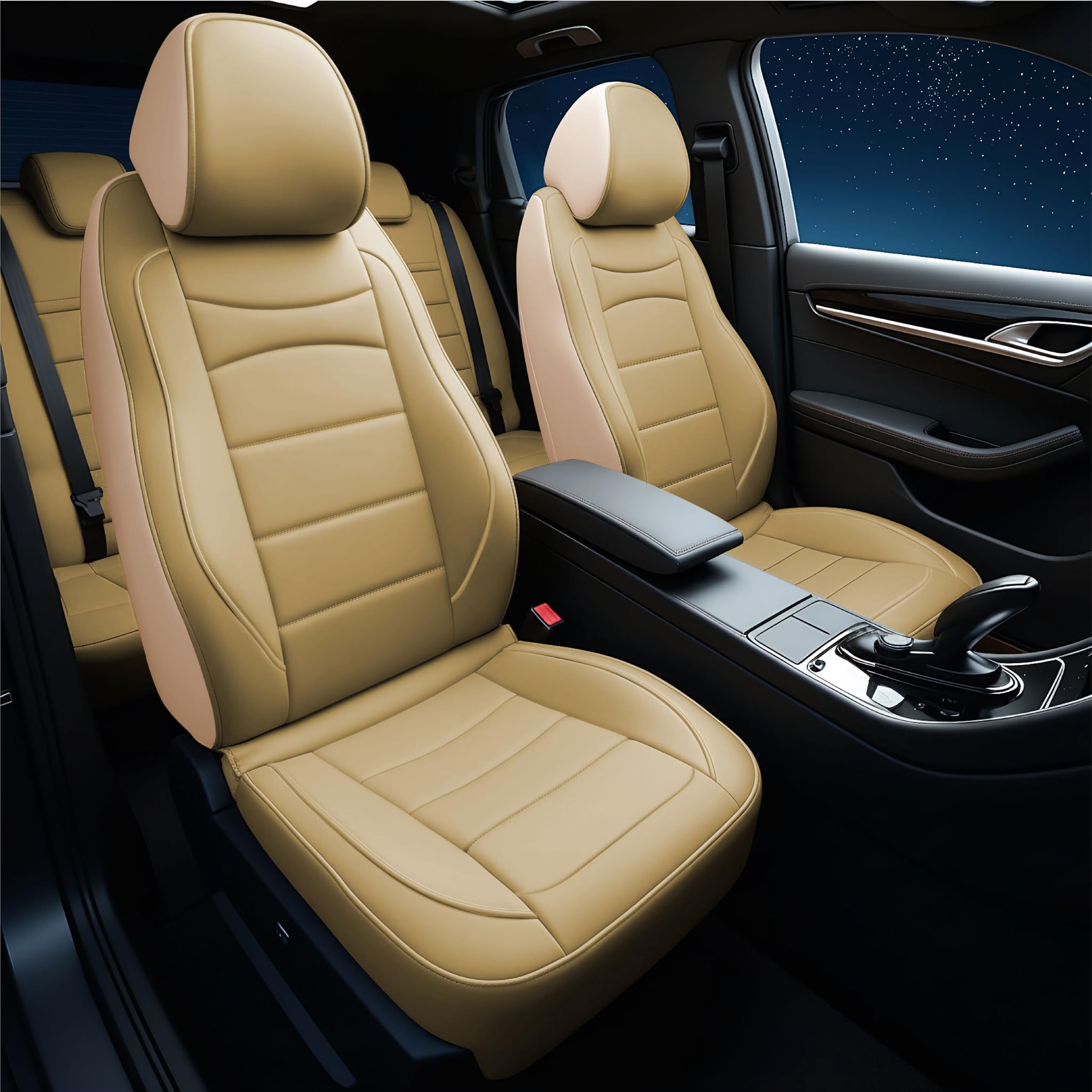 Car Full Seat Covers Fit for Nissan Rogue 2009-2026, Leather Breathable Waterproof Car Seat Cushion Accessories(5 Seats Full Set, Redline)