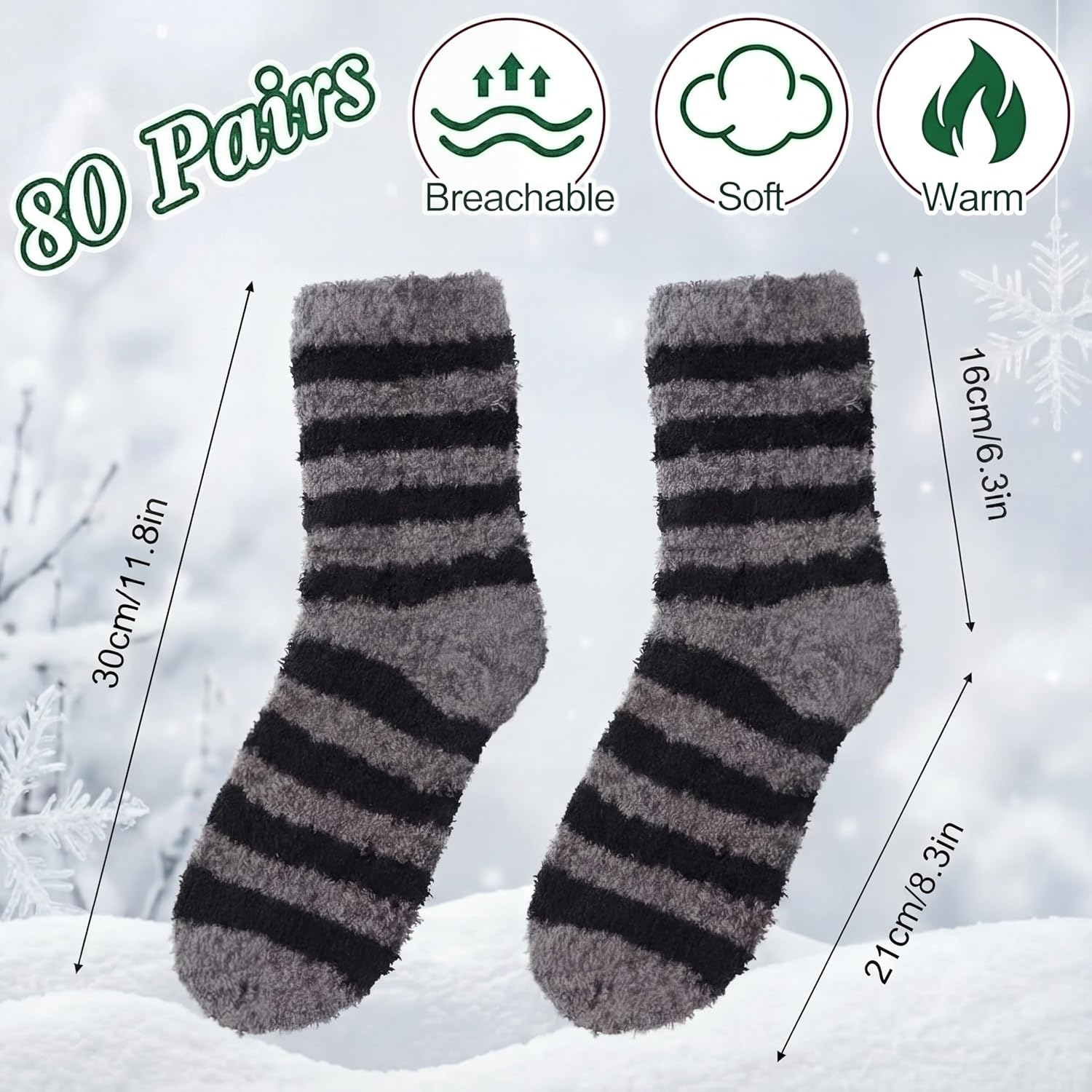 80 Pairs Fuzzy Socks Bulk for Men Cozy Fluffy Warm Plush Slipper Socks Plush Sleeping Fleece Boot for Men Homeless Winter - Image 2