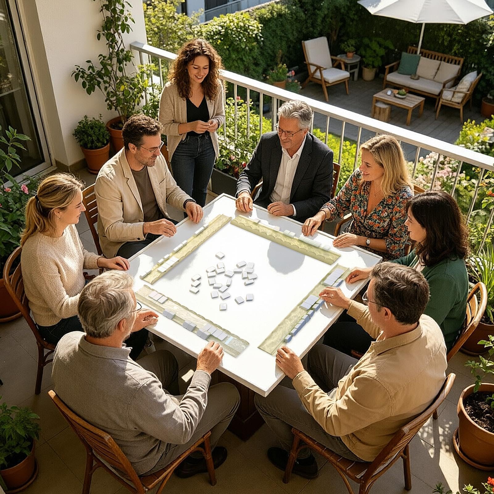 Genérico Supporti di Mahjong con spingi magnetici in acrilico smerlato | Porta gettoni Mah Jongg americano per donne e uomini, notte di gioco, riunioni, viaggi, vacanze e hotel