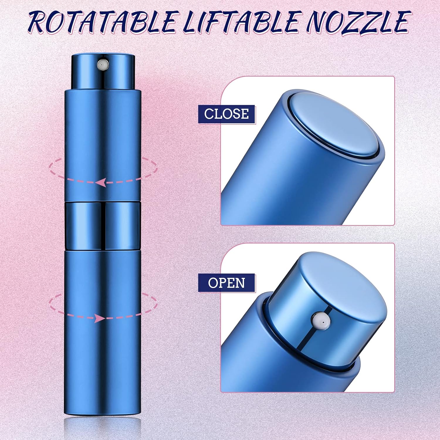 Remerry 15 Pcs 8 ml Perfume Atomizer Refillable Small Perfume Spray Bottle Empty Travel Sprayer Portable Perfume Dispenser with 5 Funnel 5 Pump Transfer Tool(Black, Blue, Pink, Gold, Silver)