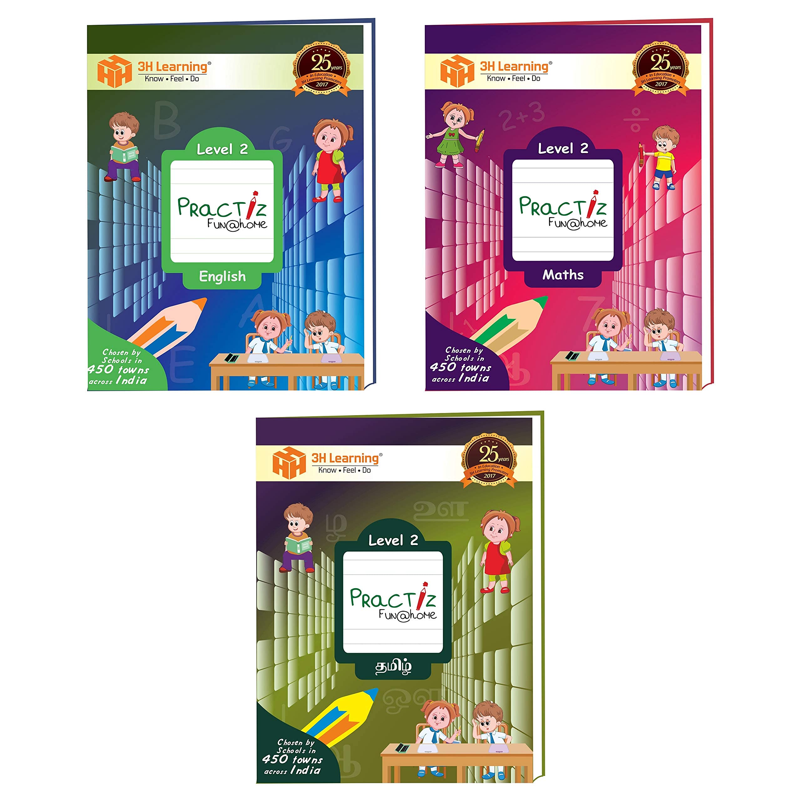 UKG Kids (4 - 6 Yrs) 288 Pages 3 Books Boxset Pattern Copy Writing | Pre-Written Colorful Standard Home work | English, Mathematics & Tamil full Year syllabus | Customize to Practice difficult areas