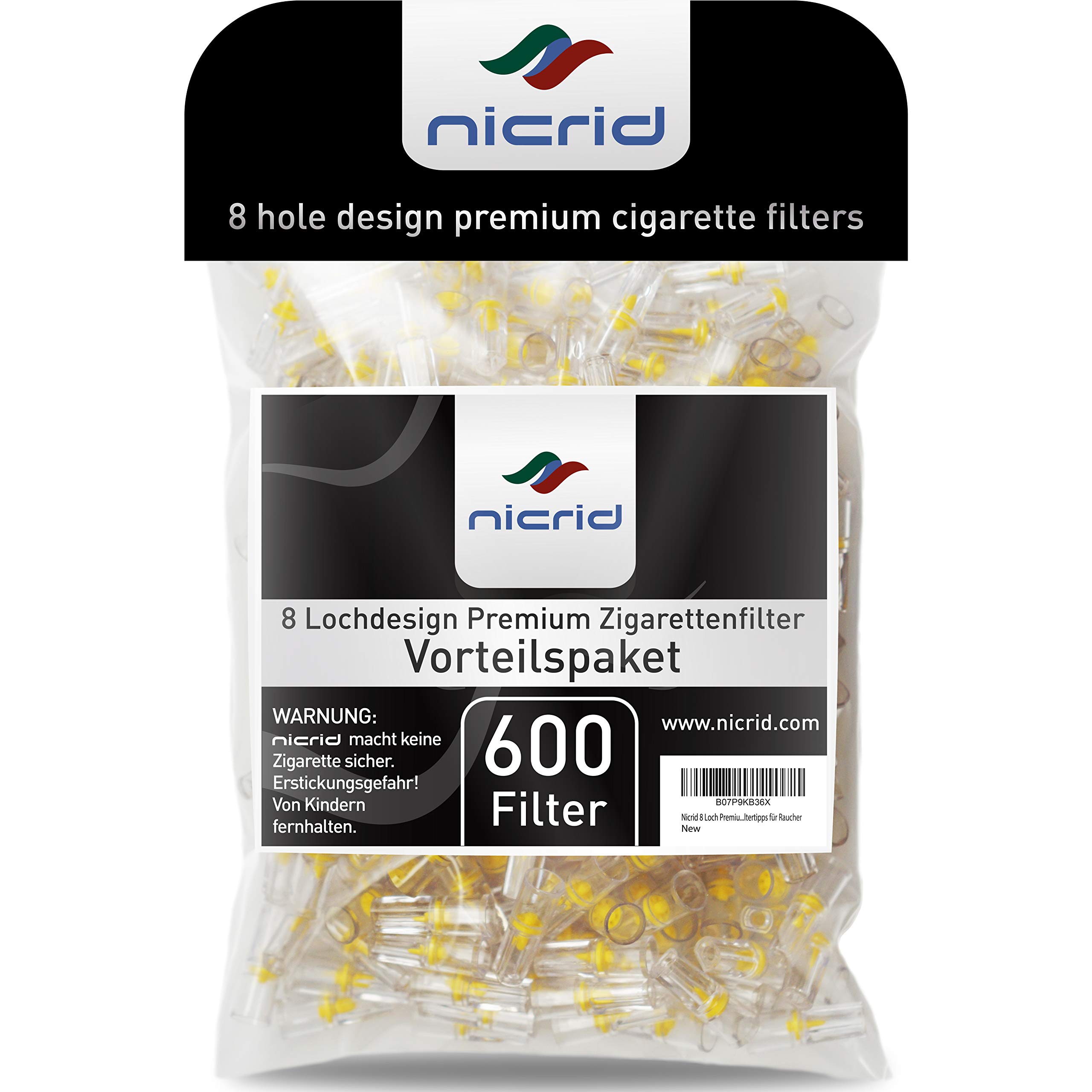 8 Hole 600 Disposable Cigarette Filters That Remove Tar, Tar Filters, Reduce Tar, Tar and Toxin Removal, Tar Bars for Cigarettes, Cigarette Filter Tips for Regular and King Size Cigarette