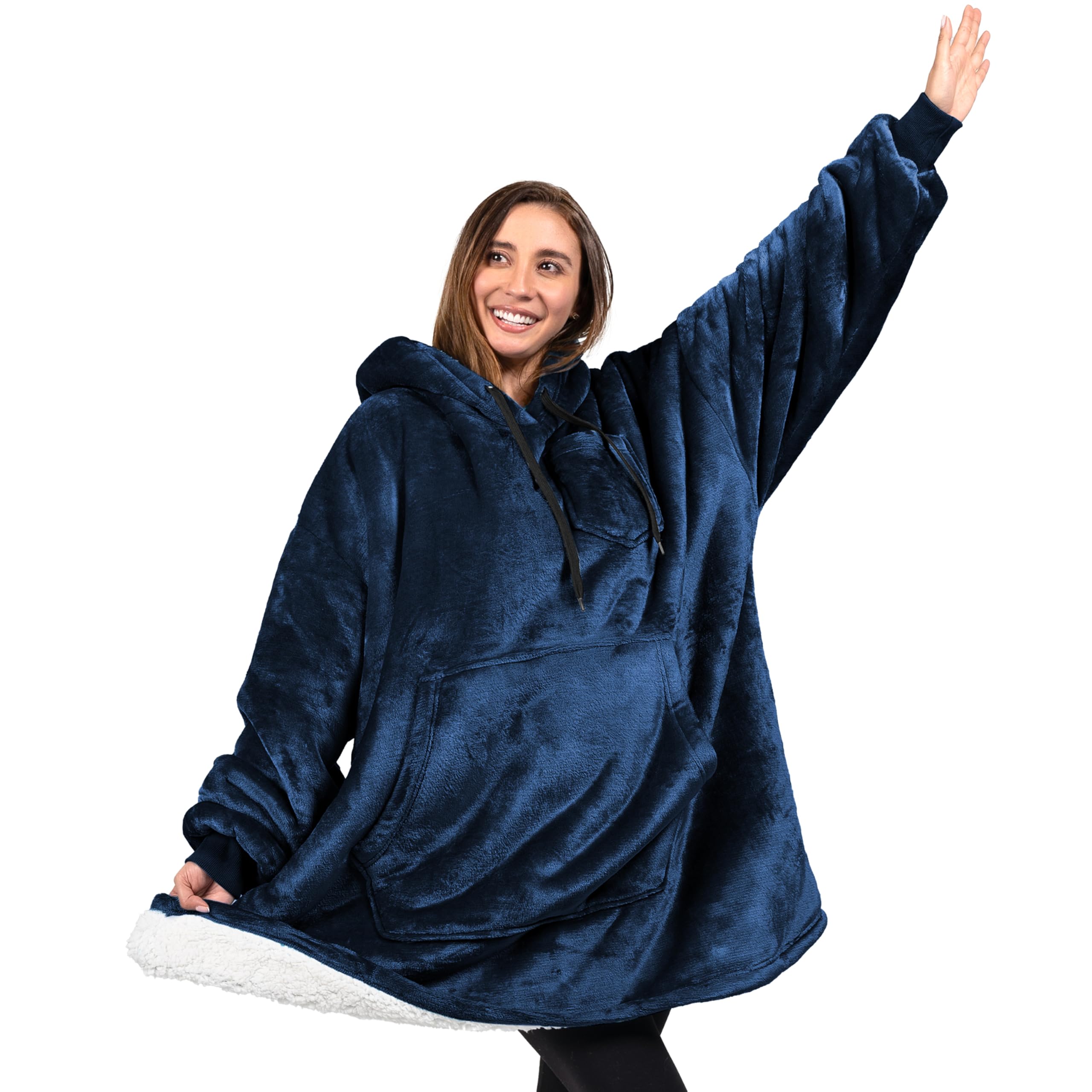 PAVILIA Blanket Hoodie for Women, Sherpa Wearable Blanket Men, Cozy Oversized Sweatshirt Blanket, Hooded Blanket Sweater