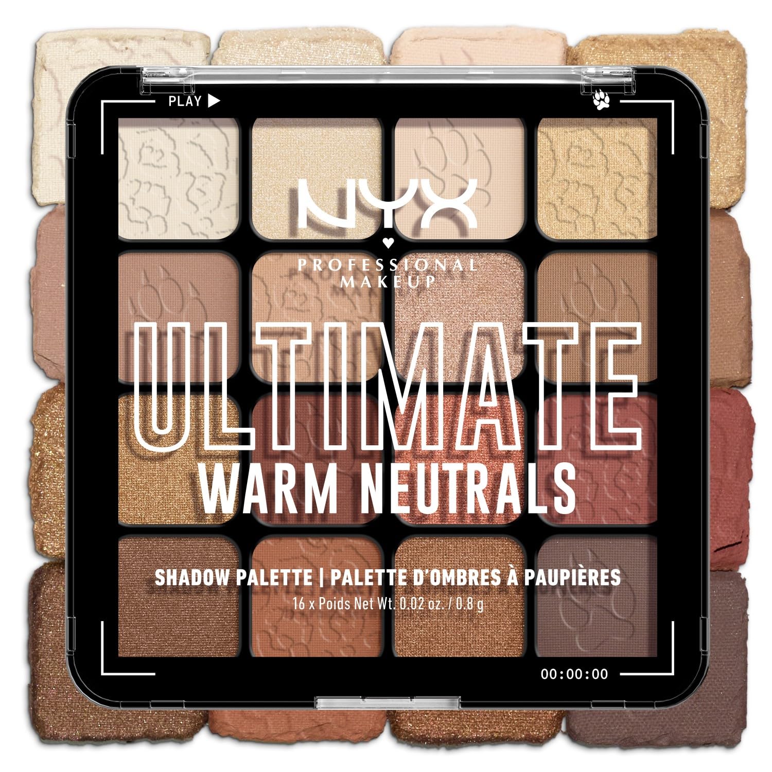 NYX Professional Makeup Palette de Fards à Paupières Ultimate Shadow, 16 couleurs, Finition Intense et Longue Durée, Formule Vegan Sans Ingrédients d'Origine Animale ou Dérivé, Warm Neutrals