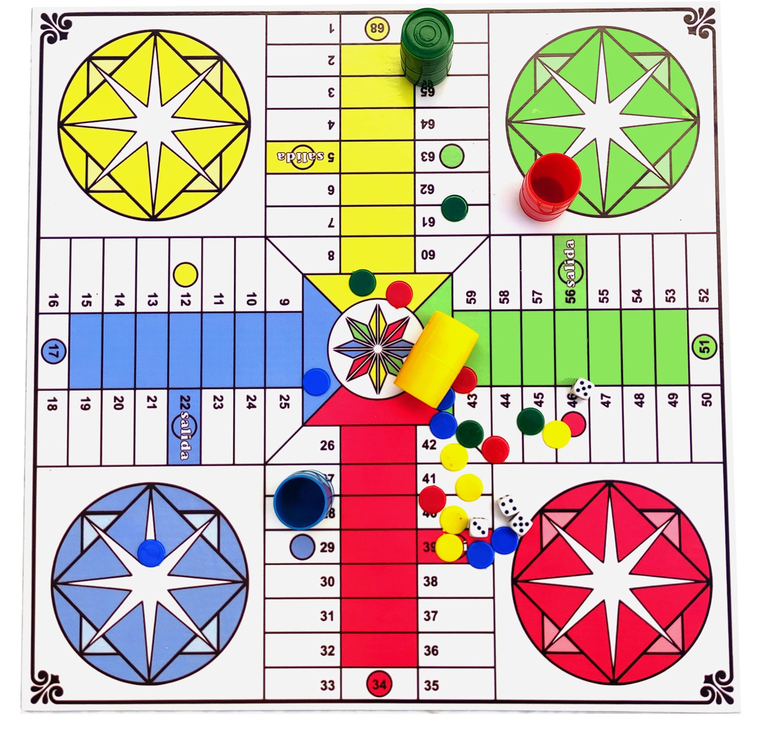 NYI Parcheesi Board Game, New Edition, Ludo Game Board, Parchisi Star