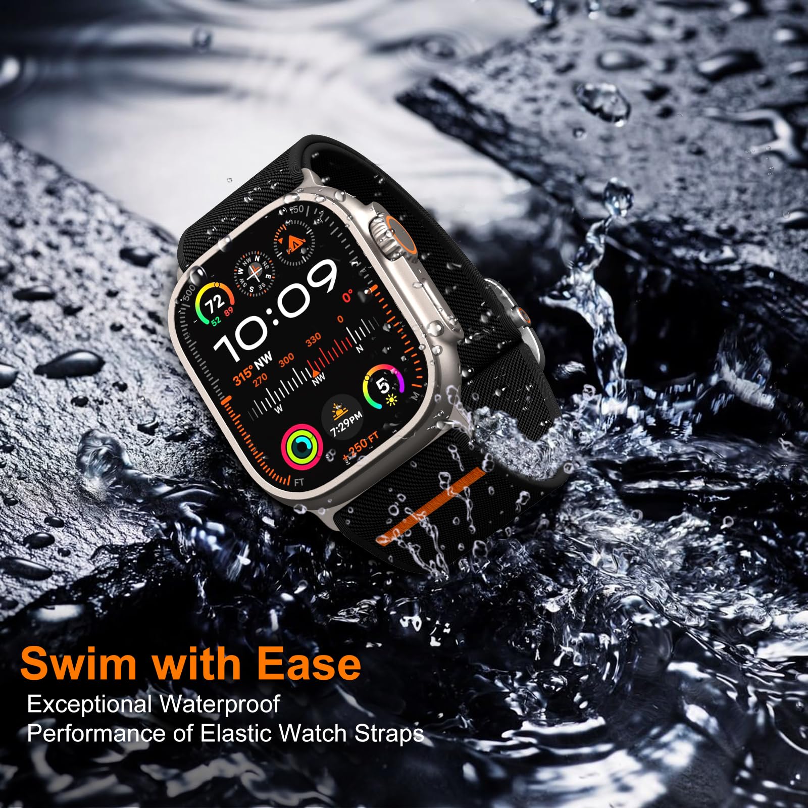 Yoohoo cinturino compatibile con cinturino Apple Watch Ultra/Ultra 2 per cinturino apple watch 44mm 45mm 46mm 49mm 42mm, nylon cinturino sportivo per iWatch Ultra SE serie 10 9 8 7 6 5 4 3 2 1, uomo