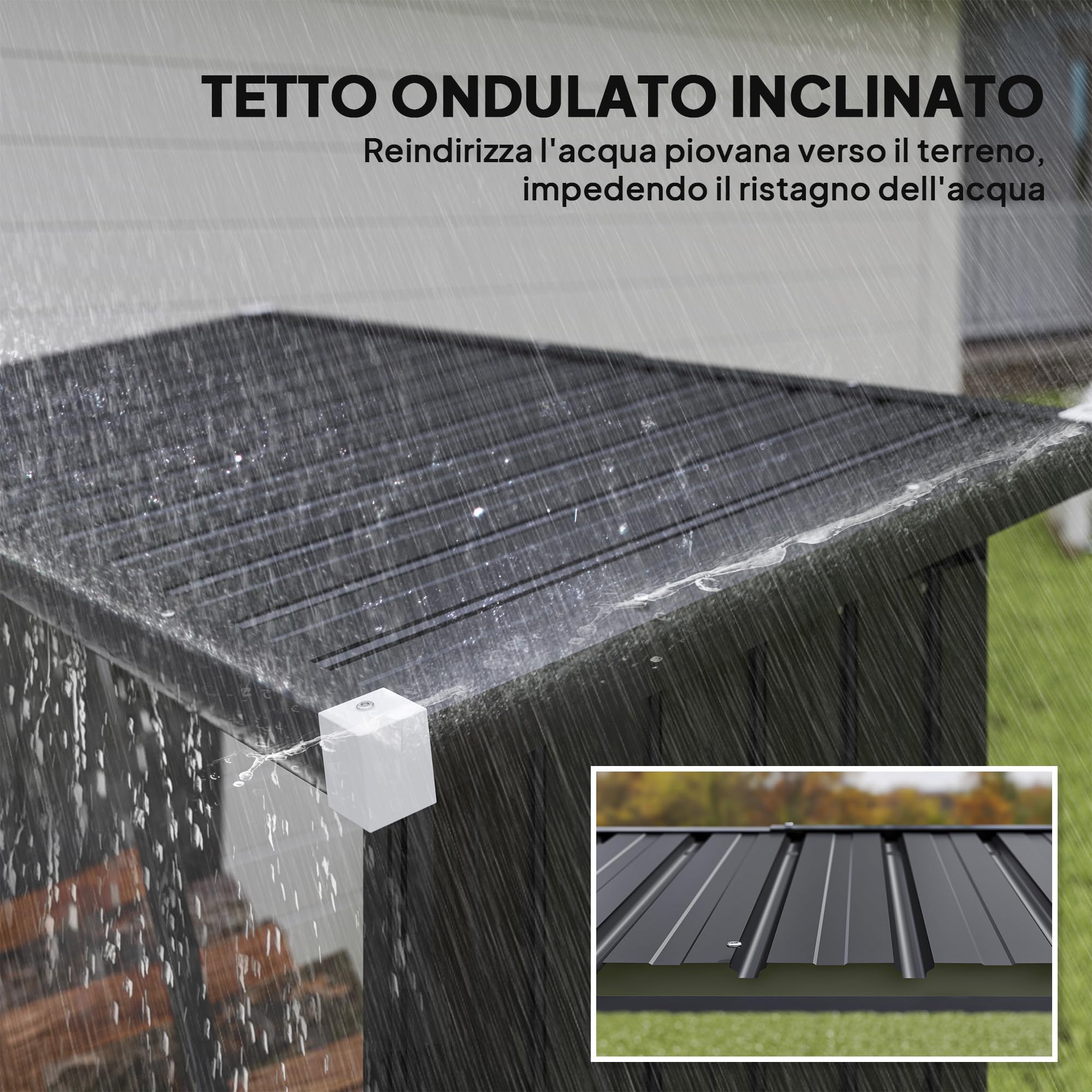 Outsunny Portalegna da Esterno in Acciaio Zincato 0.77 m² 150x66.5x150 cm Grigio Scuro