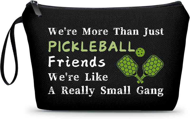 Necessaire de maquiagem ARIOSEY com estampa de pickleball, canvas, zíper e alça