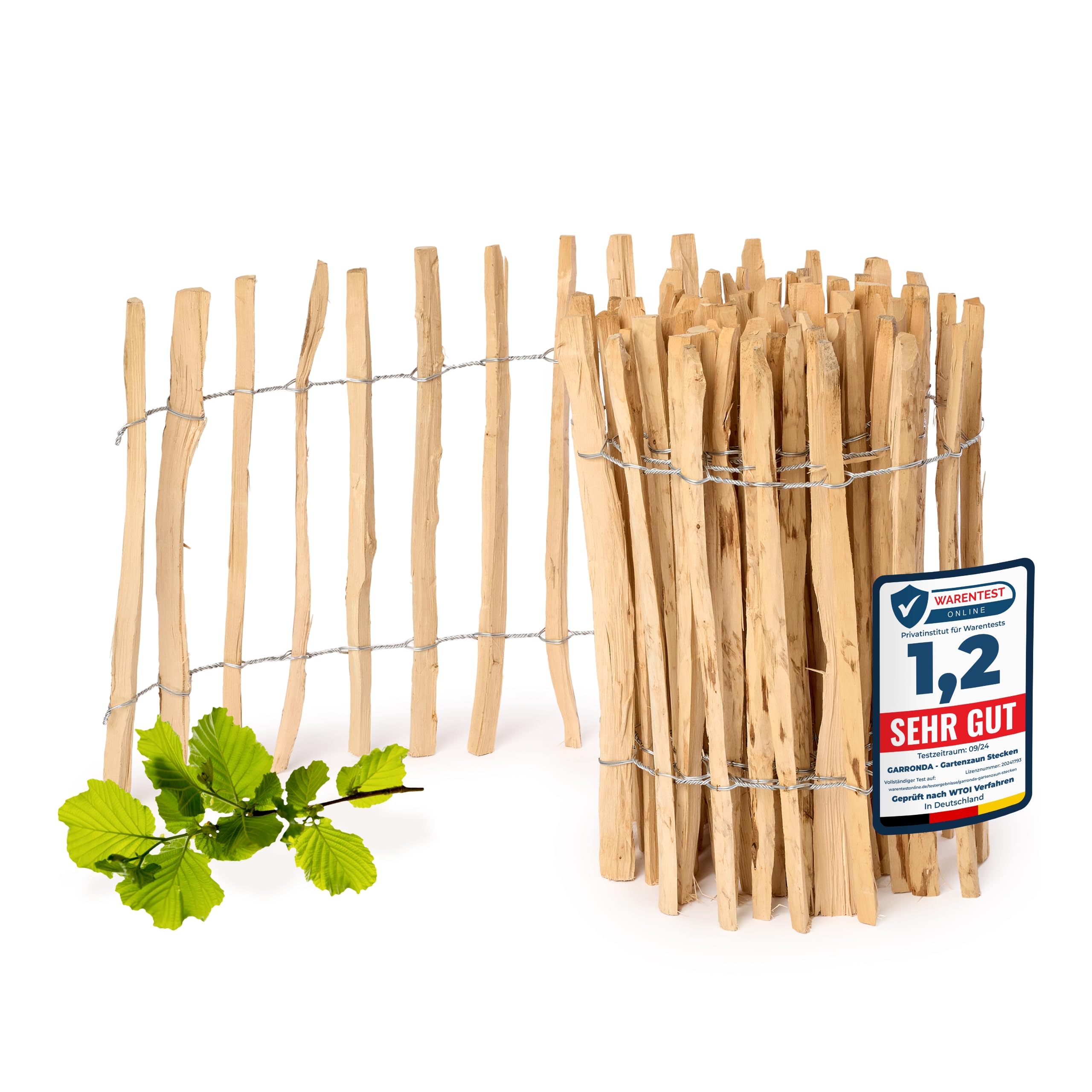 Valla jardín Exterior para Clavar de avellano Vallas de Madera jardín Borde de Madera Bordura GD-0079 (Distancia Listones: 3-5 cm, 60 cm x 5m)