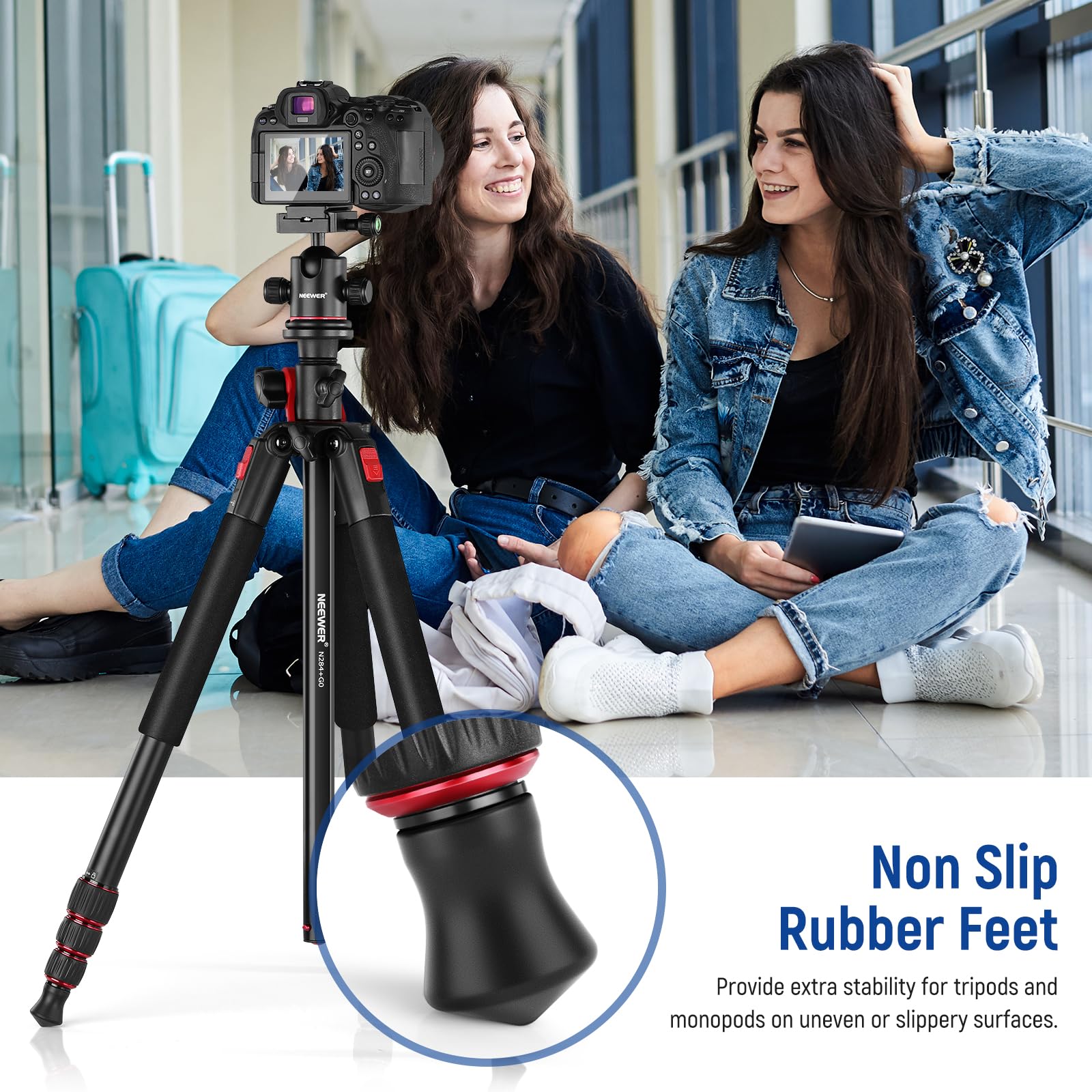 NEEWER Piedini in gomma per treppiede, 3 piedini antiscivolo per pavimento irregolare, 3/8", punta di ricambio compatibile con Andoer Gitzo Benro Induro Kingjoy Weifeng treppiede monopiede HW-21