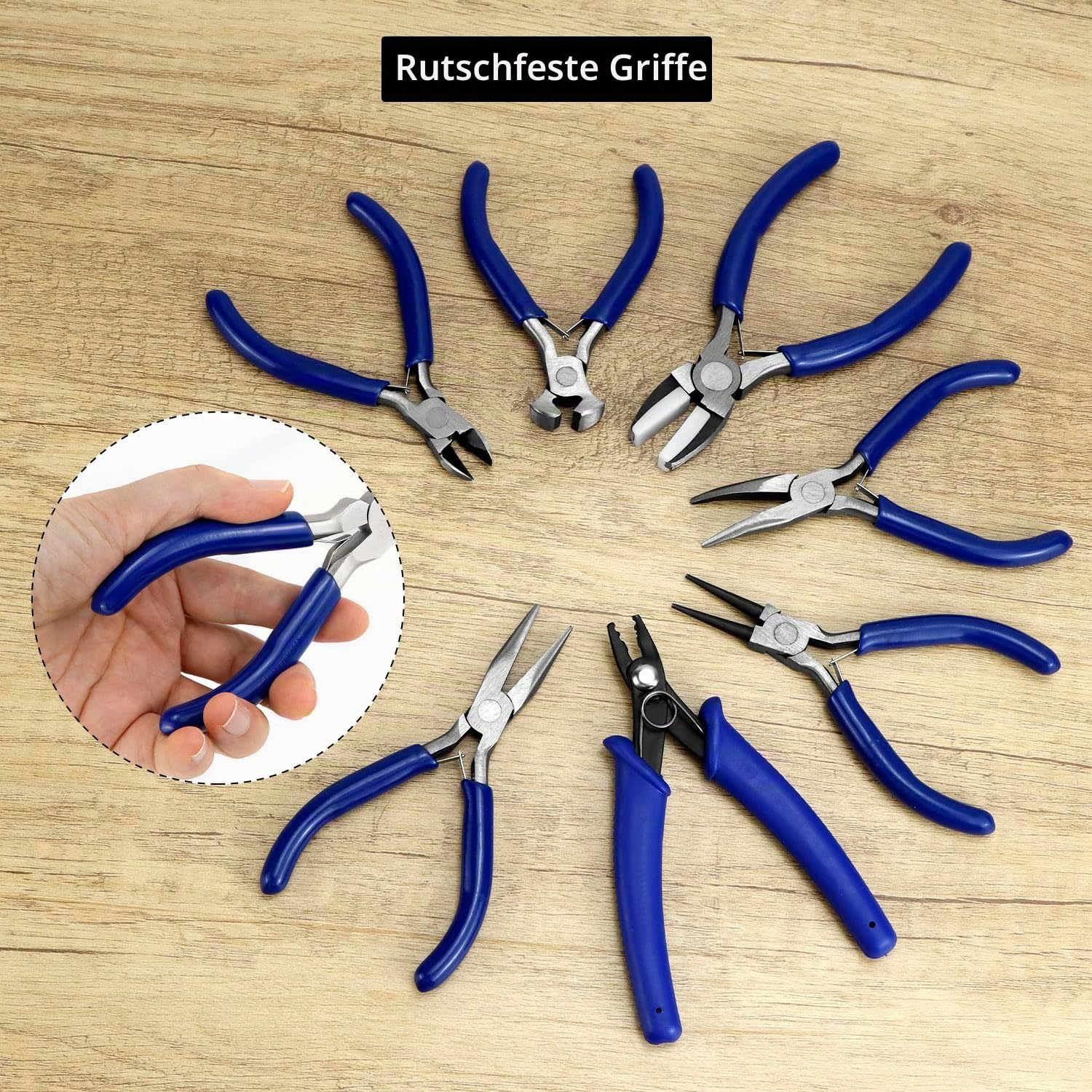 QWORK® 8-teiliges Zangenwerkzeug zur Schmuckherstellung, Schmuckzangen-Set für Anfänger & Profis, mit Aufbewahrungstasche