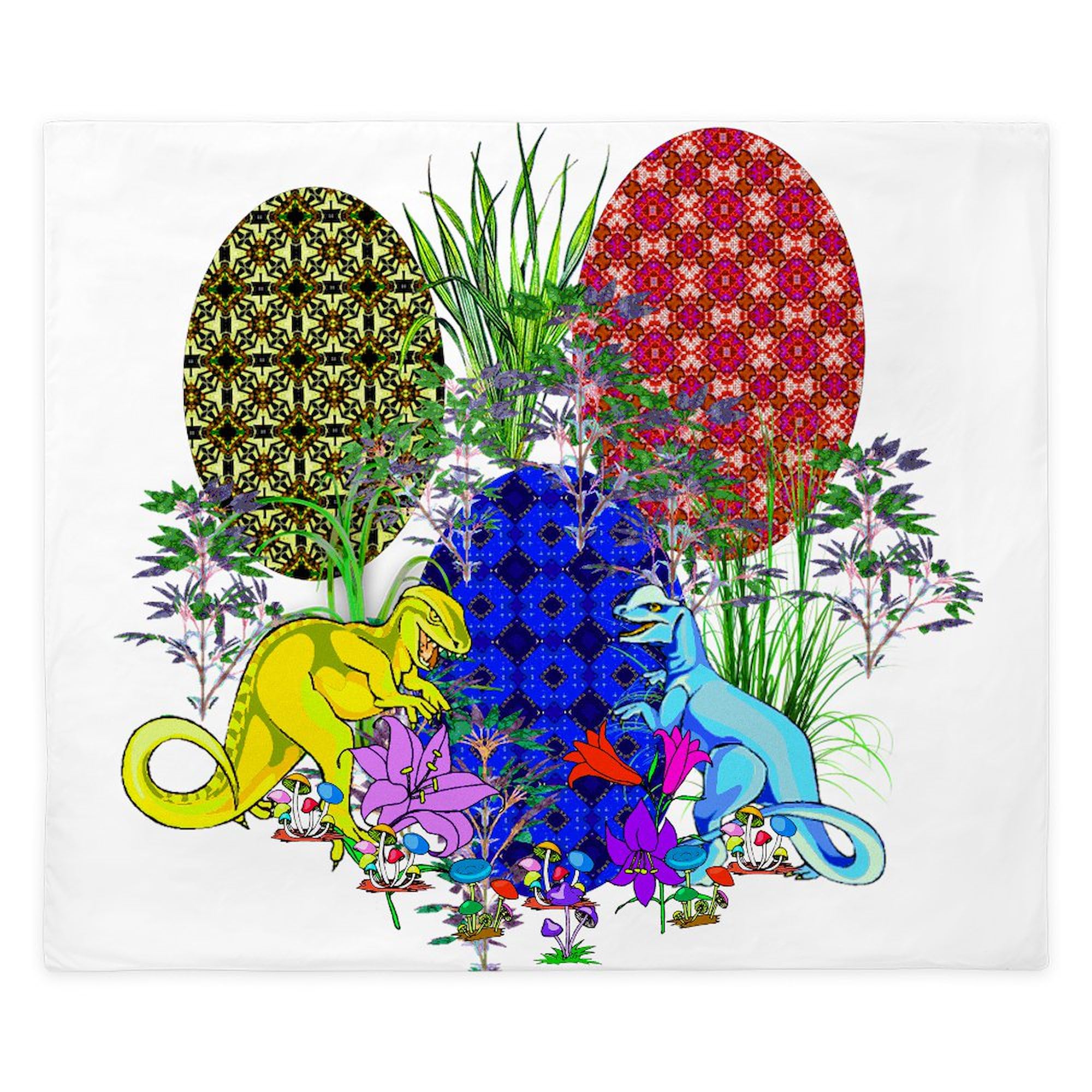 CafePress Dinosaur Easter Eggs King Duvet Cover, Printed Comforter Cover, Unique Bedding