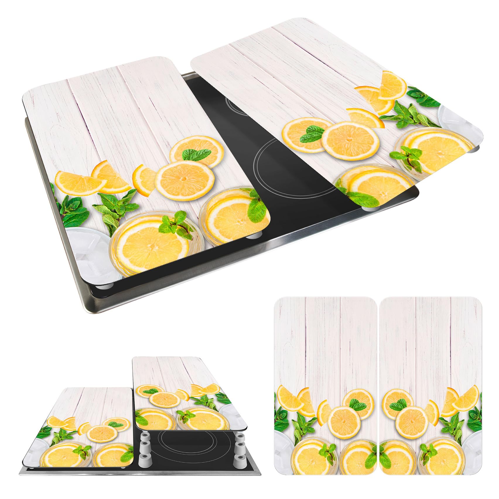 WENKO Protection Plaque de Cuisson Citrons en Verre trempé | pour Toute Plaque | Couvre Plaque de Cuisson, Planche à découper, E