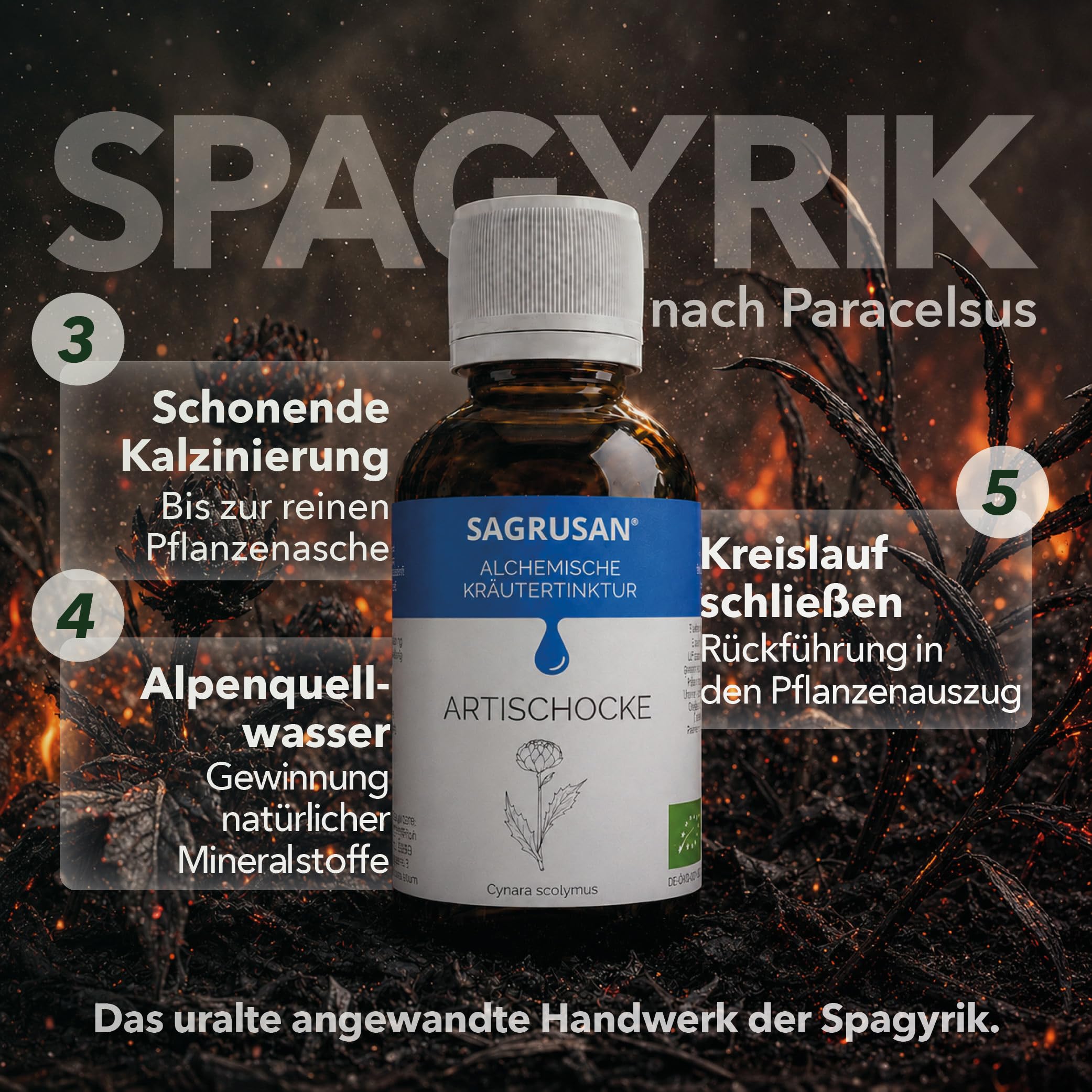 Artischocke Tinktur Bio 100 ml – Cynara scolymus Extrakt vegan aus Bio Artischocken Blättern, Wurzel und Blütenkopf, Kräutertinktur im Braunglas aus österreichischer Manufaktur ohne Zusätze.