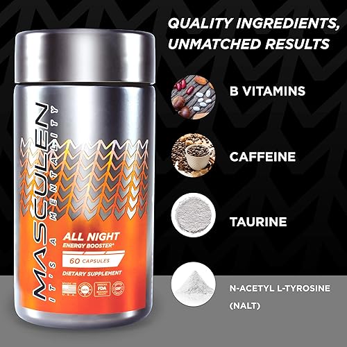 Miniatura 4 de Suplementos energéticos para toda la noche para hombres | Potenciador de energía para apoyar y enfocarse cuando tus niveles bajan | A base de